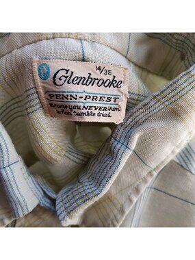 True Vintage Plaid Top Large 14 1970s Oxford JC Penney Button Down Secretary